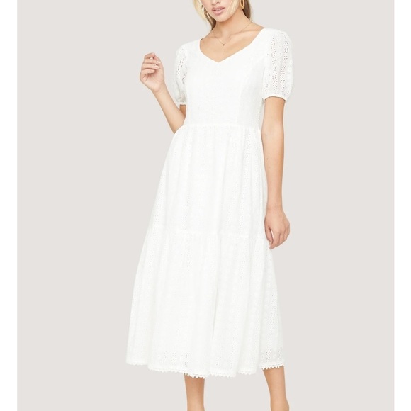 Lost + Wander White Middle of Nowhere Tiered Midi Sundress - Picture 5 of 15